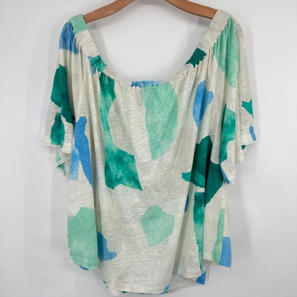 Chico's 3 Linen top shirt Confetti Pom Pom Top size XL Knit Pattern new - Picture 10 of 14